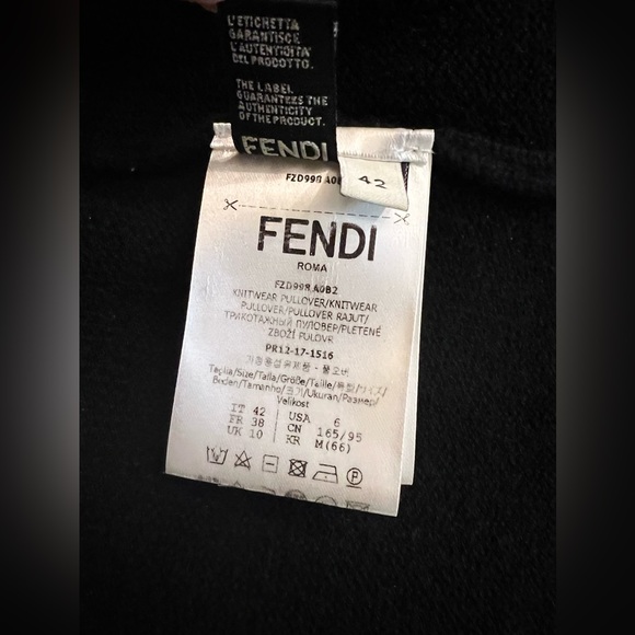 FENDI Black Fair Isle Wool Cashmere Knit Sweater Dress Size 42 It, 6 US - Picture 7 of 9